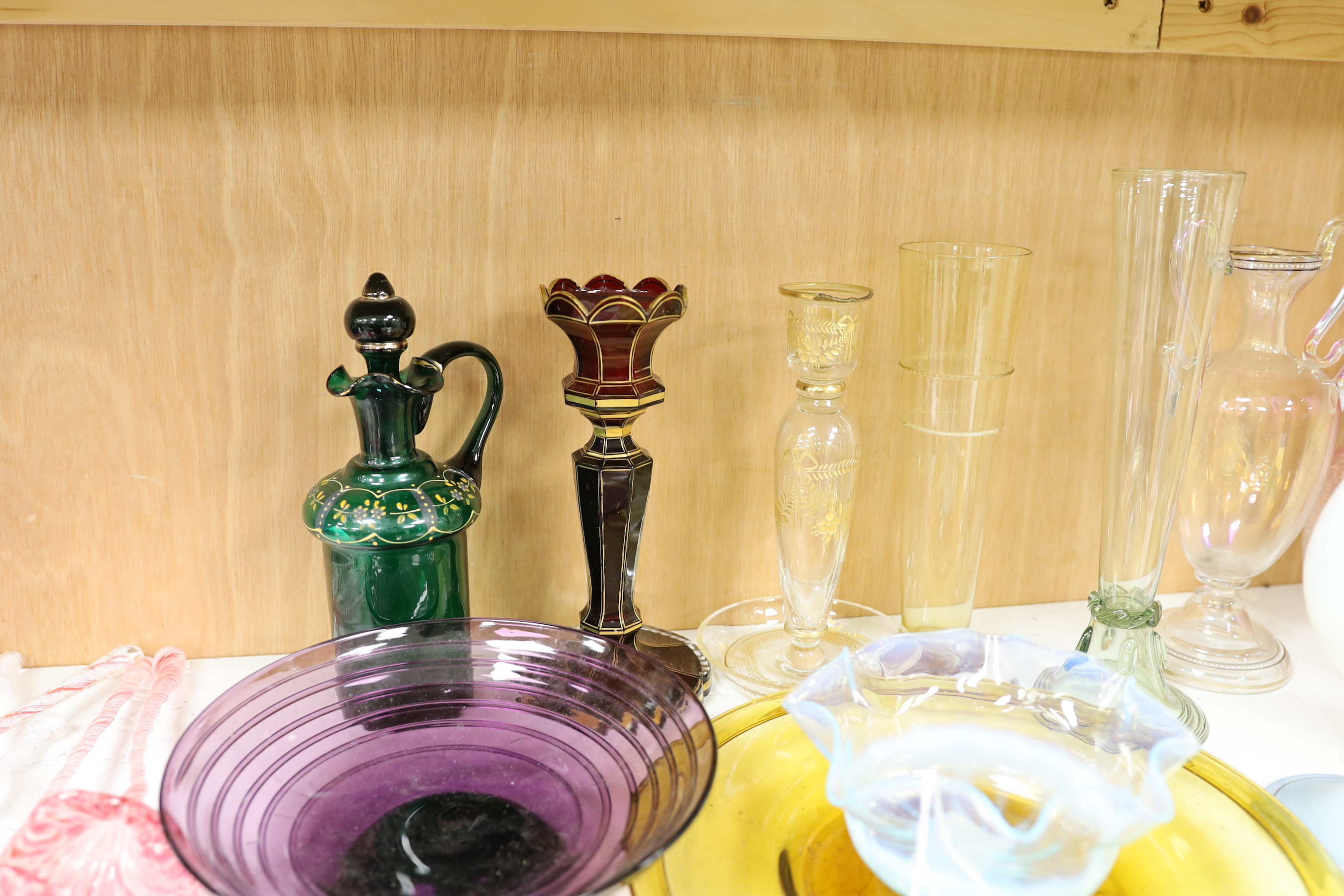 A collection of mixed 19th and 20th century coloured glass